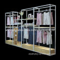 Clothing store displays, made of metal and wood